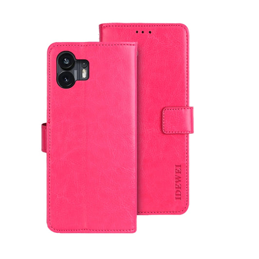For Nothing Phone 2 idewei Crazy Horse Texture Leather Phone Case with Holder(Rose Red) - Nothing Cases by idewei | Online Shopping UK | buy2fix