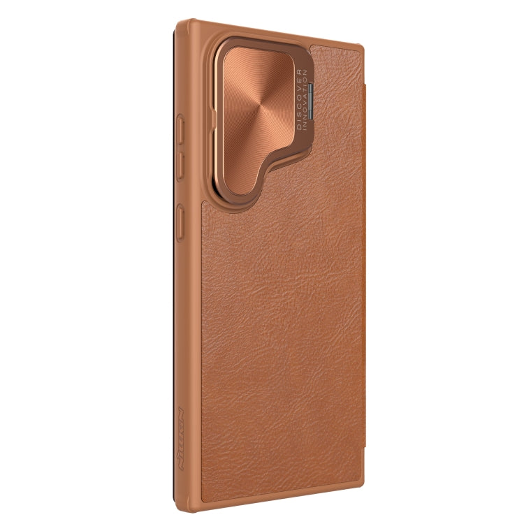 For Samsung Galaxy S24+ 5G NILLKIN Qin Prop Series Flip Camera Cover Design Leather Phone Case(Brown) - Galaxy S24+ 5G Cases by NILLKIN | Online Shopping UK | buy2fix