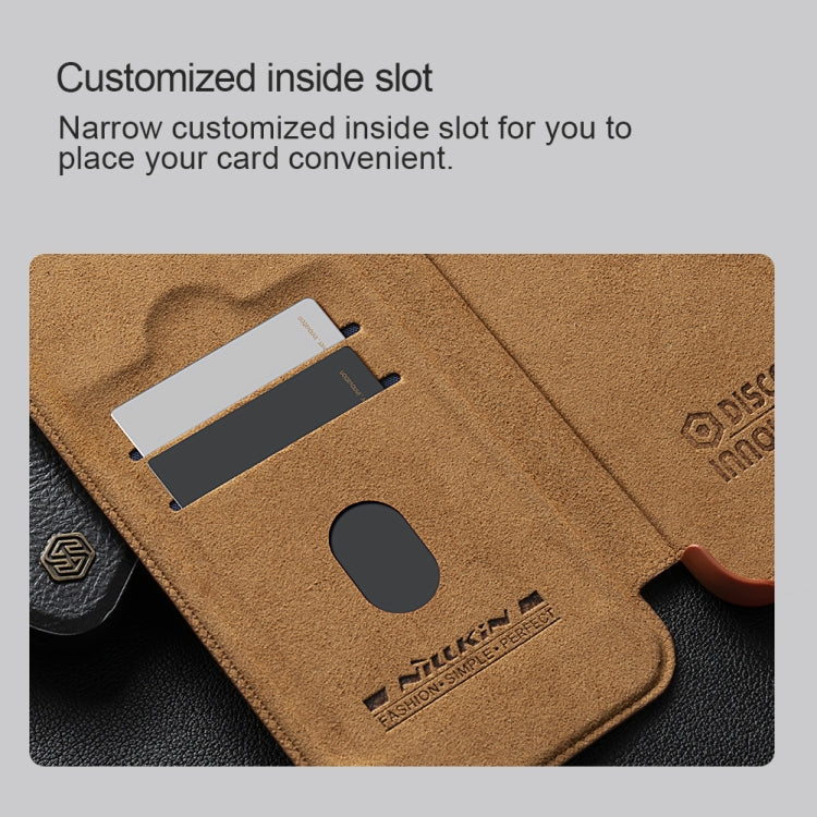 For Samsung Galaxy S24+ 5G NILLKIN Qin Prop Series Flip Camera Cover Design Leather Phone Case(Brown) - Galaxy S24+ 5G Cases by NILLKIN | Online Shopping UK | buy2fix
