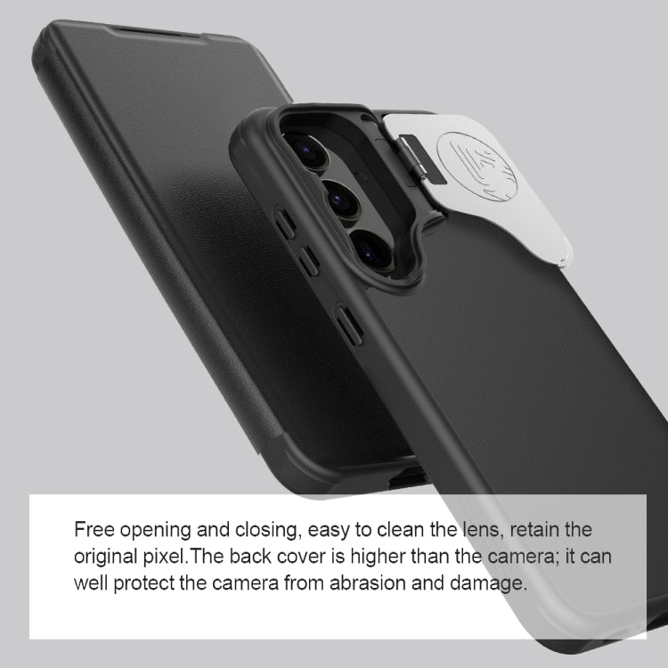 For Samsung Galaxy S24+ 5G NILLKIN Qin Prop Series Flip Camera Cover Design Leather Phone Case(Brown) - Galaxy S24+ 5G Cases by NILLKIN | Online Shopping UK | buy2fix