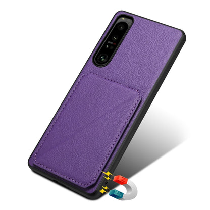 For Sony Xperia 1 IV Denior Imitation Calf Leather Back Phone Case with Holder(Purple) - Sony Cases by Denior | Online Shopping UK | buy2fix