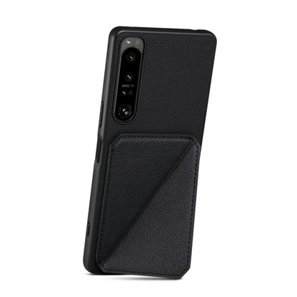 For Sony Xperia 10 V Denior Imitation Calf Leather Back Phone Case with Holder(Black) - Sony Cases by Denior | Online Shopping UK | buy2fix