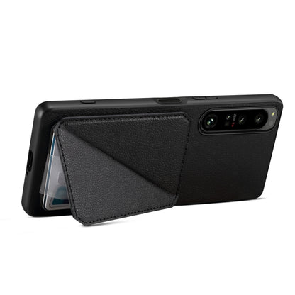 For Sony Xperia 10 V Denior Imitation Calf Leather Back Phone Case with Holder(Black) - Sony Cases by Denior | Online Shopping UK | buy2fix