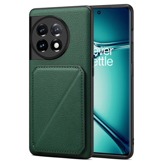 For OnePlus Ace 2 Pro 5G Denior Imitation Calf Leather Back Phone Case with Holder(Green) - OnePlus Cases by Denior | Online Shopping UK | buy2fix
