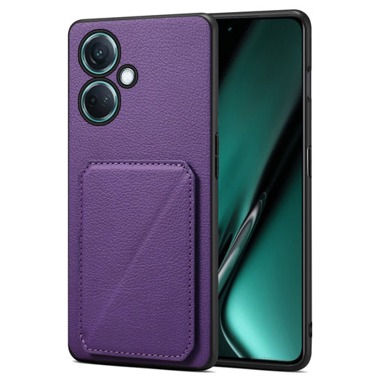 For OnePlus Nord CE 3 5G / OPPO K11 Denior Imitation Calf Leather Back Phone Case with Holder(Purple) - OnePlus Cases by Denior | Online Shopping UK | buy2fix