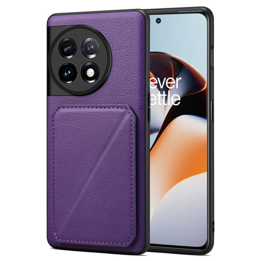 For OnePlus Ace 2 / 11R 5G Denior Imitation Calf Leather Back Phone Case with Holder(Purple) - OnePlus Cases by Denior | Online Shopping UK | buy2fix