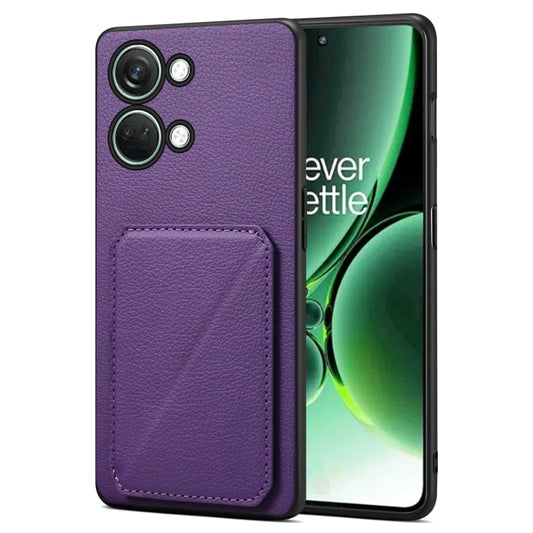 For OnePlus Ace 2 V / Nord 3 5G Denior Imitation Calf Leather Back Phone Case with Holder(Purple) - OnePlus Cases by Denior | Online Shopping UK | buy2fix