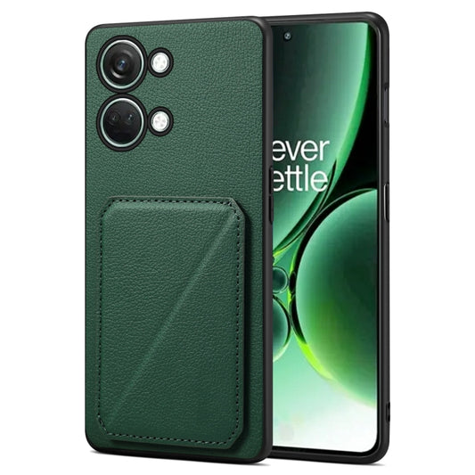 For OnePlus Ace 2 V / Nord 3 5G Denior Imitation Calf Leather Back Phone Case with Holder(Green) - OnePlus Cases by Denior | Online Shopping UK | buy2fix