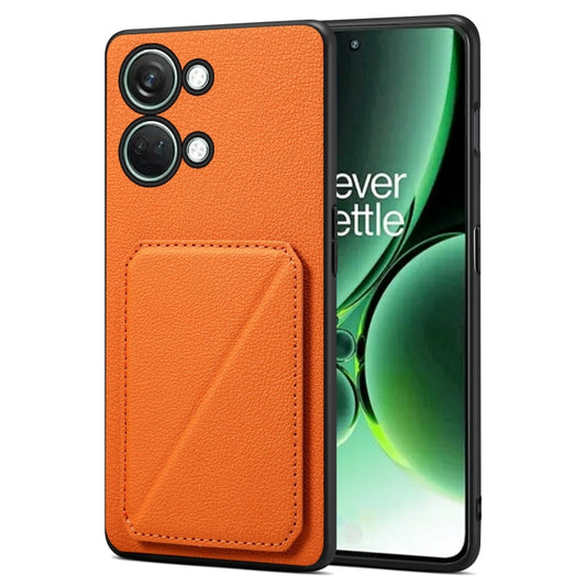 For OnePlus Ace 2 V / Nord 3 5G Denior Imitation Calf Leather Back Phone Case with Holder(Orange) - OnePlus Cases by Denior | Online Shopping UK | buy2fix