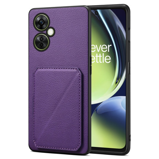 For OnePlus Nord CE 3 Lite / N30 Denior Imitation Calf Leather Back Phone Case with Holder(Purple) - OnePlus Cases by Denior | Online Shopping UK | buy2fix