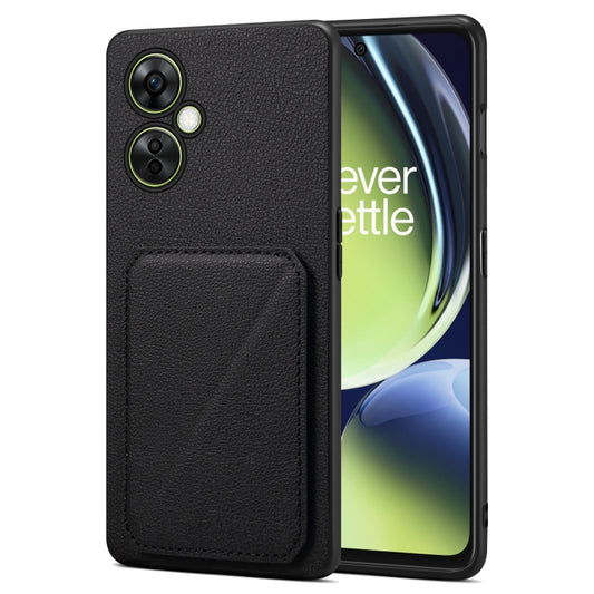 For OnePlus Nord CE 3 Lite / N30 Denior Imitation Calf Leather Back Phone Case with Holder(Black) - OnePlus Cases by Denior | Online Shopping UK | buy2fix