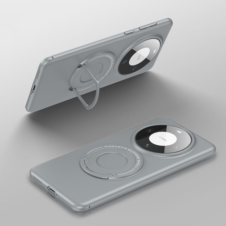 For Huawei Mate 60 Matte Magsafe Magnetic Phone Case with Trolley Holder(Grey) - Huawei Cases by buy2fix | Online Shopping UK | buy2fix