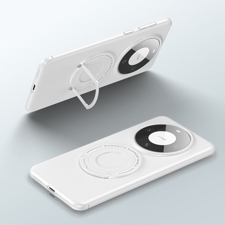 For Huawei Mate 60 Pro Matte Magsafe Magnetic Phone Case with Trolley Holder(White) - Huawei Cases by buy2fix | Online Shopping UK | buy2fix