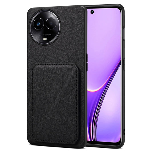 For Realme Narzo 60X / 11 5G / 11x Denior Imitation Calf Leather Back Phone Case with Holder(Black) - Realme Cases by Denior | Online Shopping UK | buy2fix