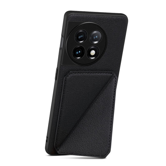 For Realme Narzo 60X / 11 5G / 11x Denior Imitation Calf Leather Back Phone Case with Holder(Black) - Realme Cases by Denior | Online Shopping UK | buy2fix
