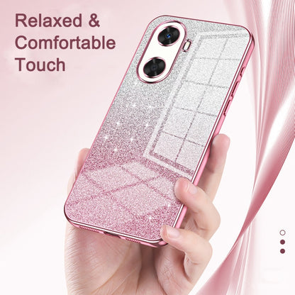 For Huawei Enjoy 60X / nova Y91 Gradient Glitter Powder Electroplated Phone Case(Gold) - Huawei Cases by buy2fix | Online Shopping UK | buy2fix