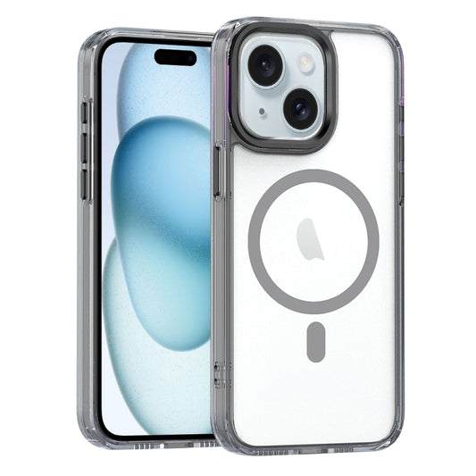 For iPhone 15 MagSafe Magnetic Clear Phone Case(Black) - iPhone 15 Cases by buy2fix | Online Shopping UK | buy2fix