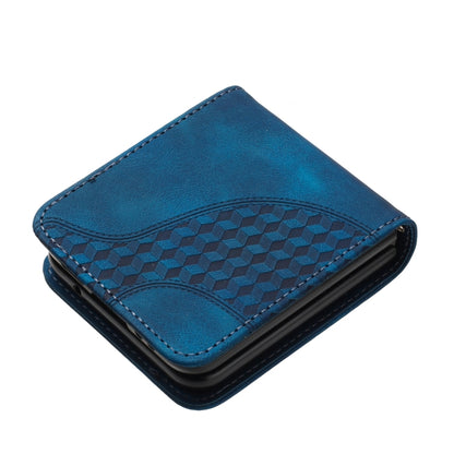 For Samsung Galaxy Z Flip3 5G YX0060 Elephant Head Embossed Phone Leather Case with Lanyard(Royal Blue) by buy2fix