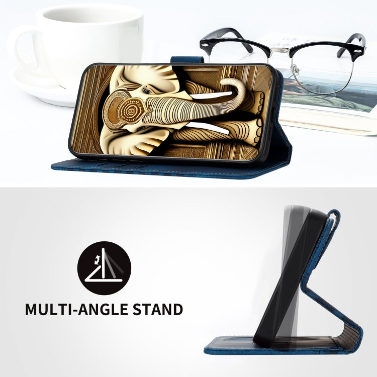 For Samsung Galaxy Z Flip3 5G YX0060 Elephant Head Embossed Phone Leather Case with Lanyard(Royal Blue) by buy2fix