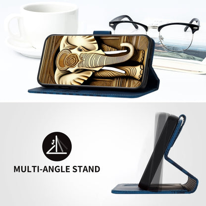 For Samsung Galaxy Z Flip3 5G YX0060 Elephant Head Embossed Phone Leather Case with Lanyard(Royal Blue) by buy2fix