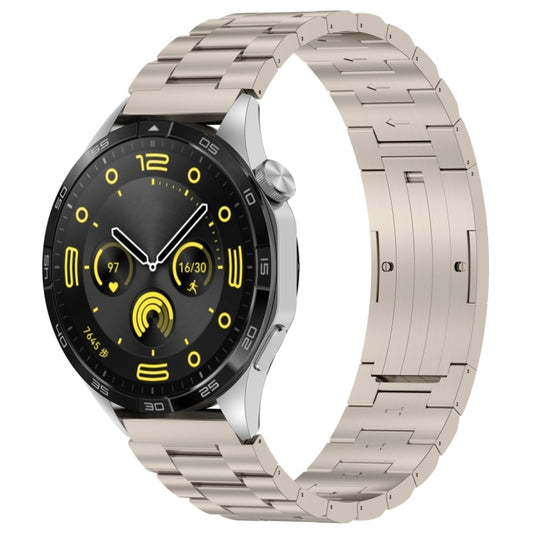 For Huawei Watch GT4 / GT3 / GT2 / GT 46mm Three Strains HW Buckle Metal Watch Band(Titanium Color) by buy2fix