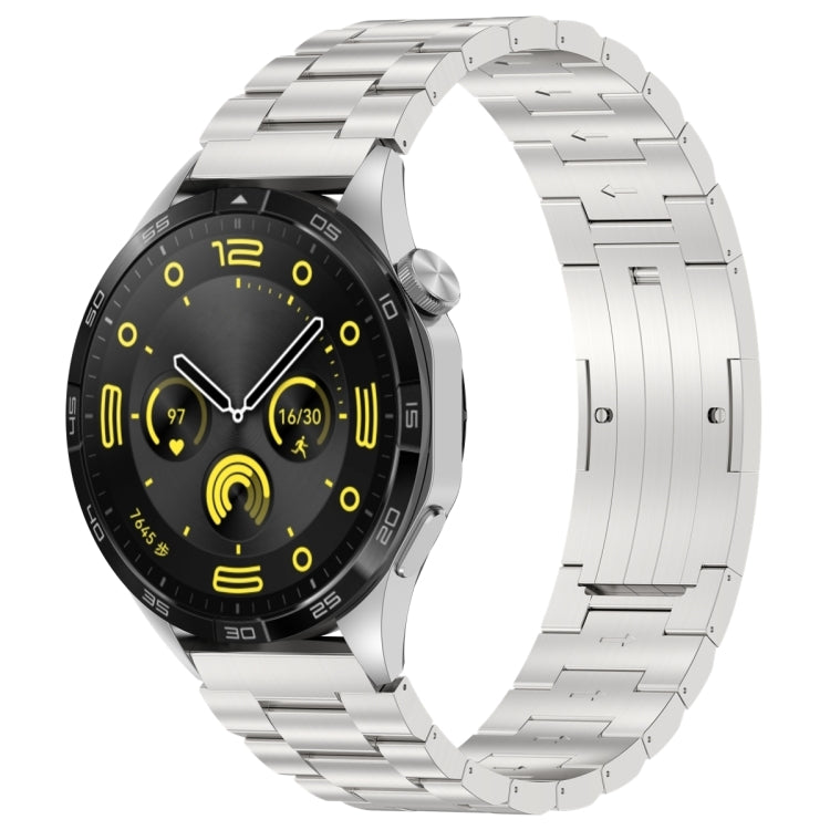 For Huawei Watch GT4 / GT3 / GT2 / GT 46mm Three Strains HW Buckle Metal Watch Band(Silver) by buy2fix