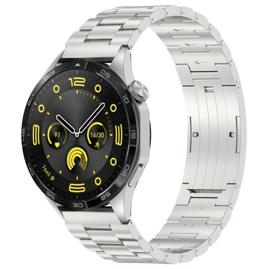 For Huawei Watch GT4 / GT3 / GT2 / GT 46mm Three Strains HW Buckle Metal Watch Band(Silver) by buy2fix