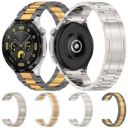 For Huawei Watch GT4 / GT3 / GT2 / GT 46mm Three Strains HW Buckle Metal Watch Band(Grey Gold) by buy2fix