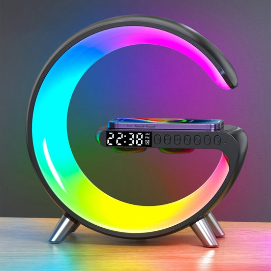 N69-1 Smart Bluetooth Speaker with Wireless Charger & Alarm Clock & Ambient Light, Support APP(Black) - Desktop Speaker by buy2fix | Online Shopping UK | buy2fix