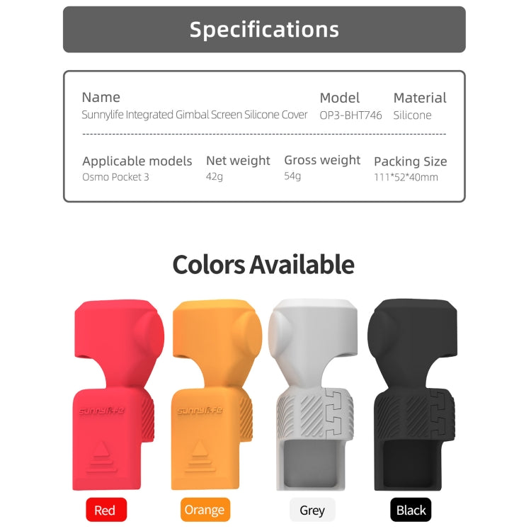 For DJI Osmo Pocket 3 Sunnylife OP3-BHT746 Silicone Protective Case(Orange) - Case & Bags by Sunnylife | Online Shopping UK | buy2fix