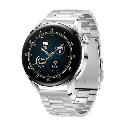 For Huawei Watch GT4 / GT3 / GT2 46mm Three Strains Flat Buckle Titanium Steel Watch Band(Silver) - Watch Bands by buy2fix | Online Shopping UK | buy2fix