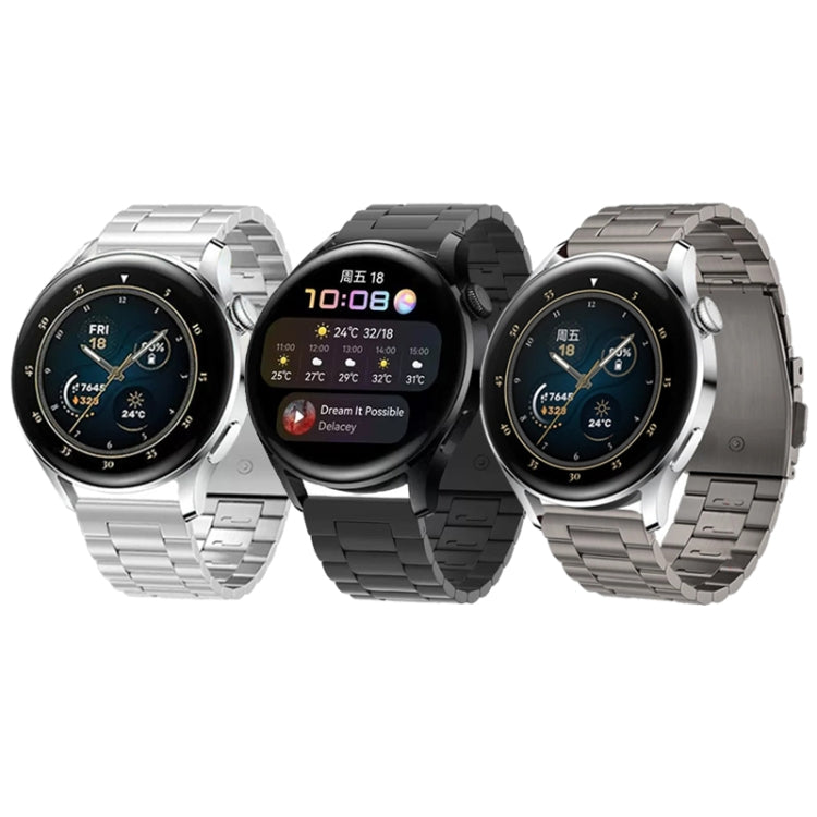 For Huawei Watch GT4 / GT3 / GT2 46mm Three Strains Flat Buckle Titanium Steel Watch Band(Grey) by buy2fix