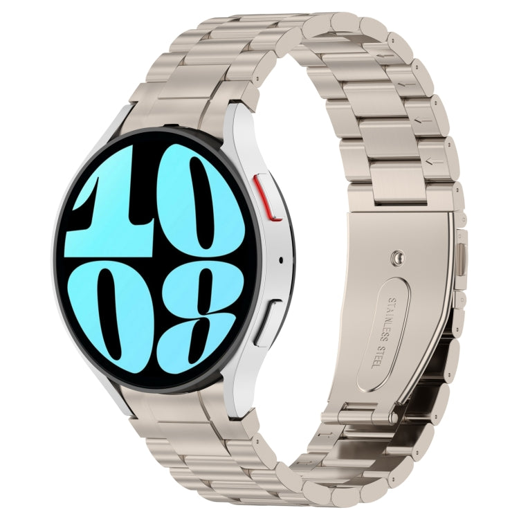 For Samsung Galaxy Watch6/6 Classic/5/5 Pro Button Style Three-bead Metal Watch Band(Titanium Color) - Watch Bands by buy2fix | Online Shopping UK | buy2fix