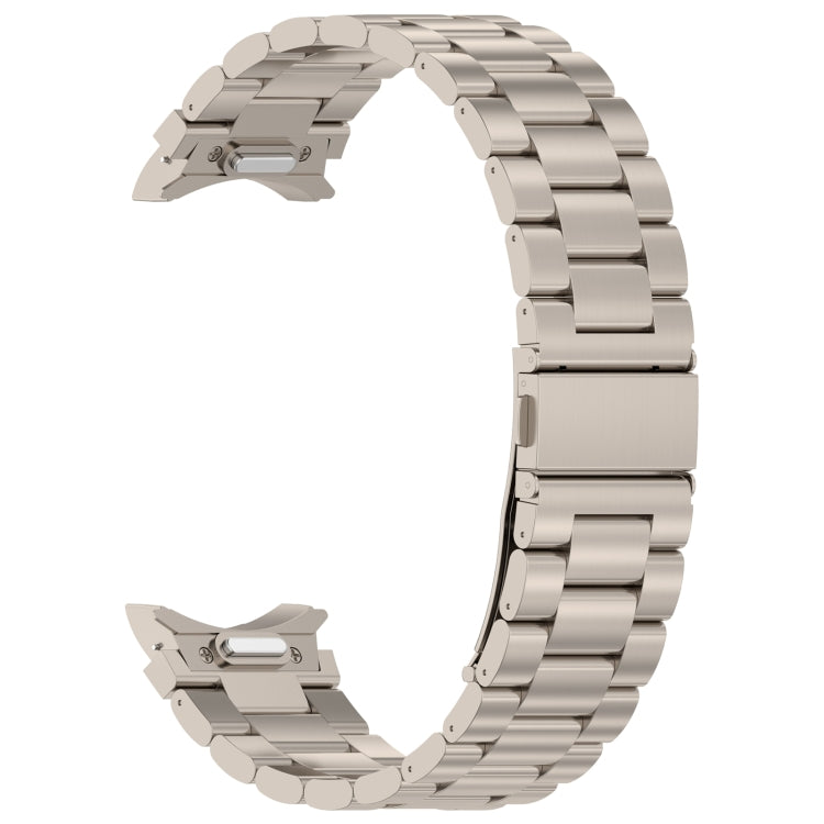 For Samsung Galaxy Watch6/6 Classic/5/5 Pro Button Style Three-bead Metal Watch Band(Titanium Color) - Watch Bands by buy2fix | Online Shopping UK | buy2fix