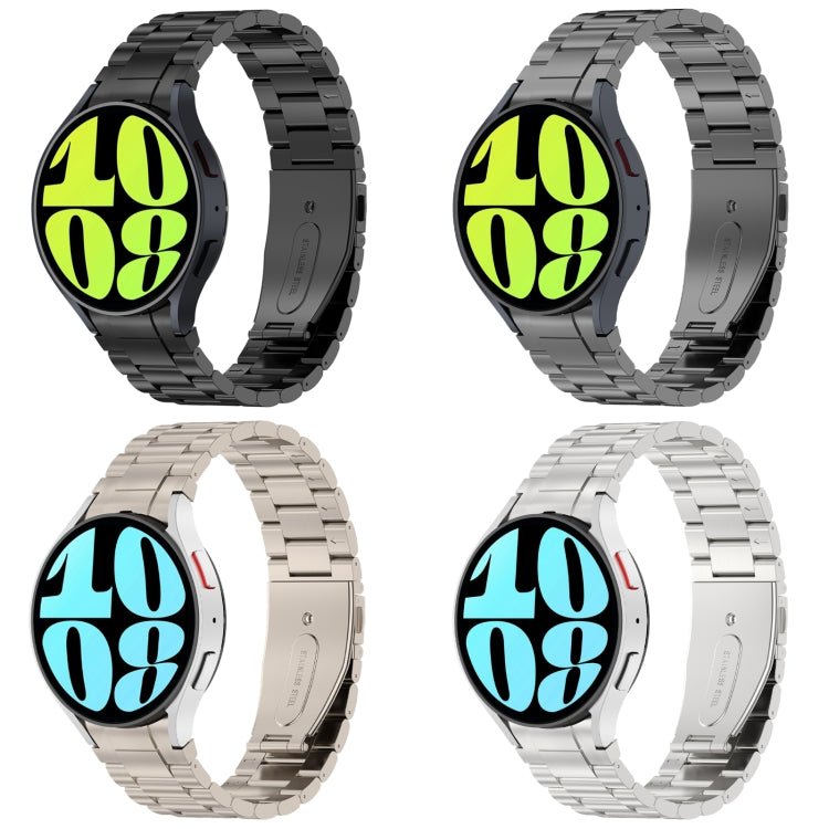 For Samsung Galaxy Watch6/6 Classic/5/5 Pro Button Style Three-bead Metal Watch Band(Titanium Color) - Watch Bands by buy2fix | Online Shopping UK | buy2fix