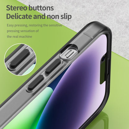 For iPhone 14 MagSafe Frosted Translucent TPU + PC Full Coverage Phone Case(Black) by buy2fix