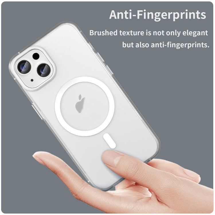 For iPhone 14 MagSafe Frosted Translucent TPU + PC Full Coverage Phone Case(White) by buy2fix