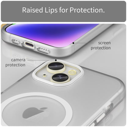 For iPhone 14 MagSafe Frosted Translucent TPU + PC Full Coverage Phone Case(White) by buy2fix