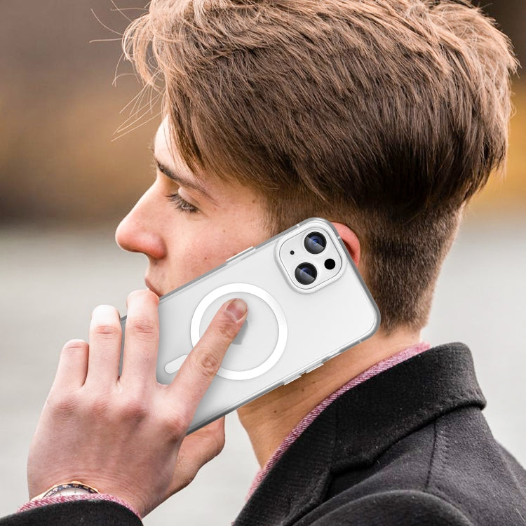 For iPhone 14 MagSafe Frosted Translucent TPU + PC Full Coverage Phone Case(White) by buy2fix