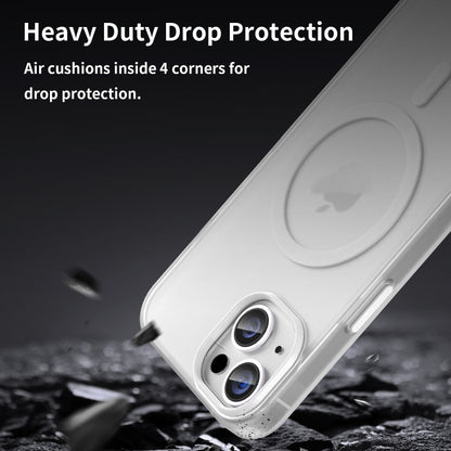 For iPhone 14 MagSafe Frosted Translucent TPU + PC Full Coverage Phone Case(White) by buy2fix