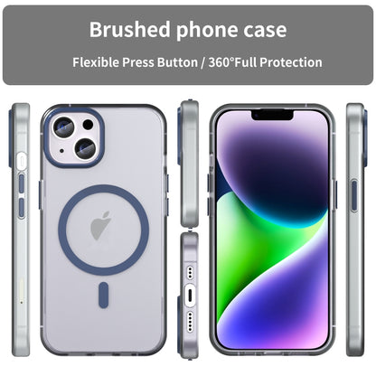 For iPhone 15 MagSafe Frosted Translucent TPU + PC Full Coverage Phone Case(Dark Blue) - iPhone 15 Cases by buy2fix | Online Shopping UK | buy2fix