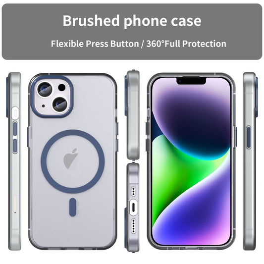 For iPhone 15 MagSafe Frosted Translucent TPU + PC Full Coverage Phone Case(Dark Blue) - iPhone 15 Cases by buy2fix | Online Shopping UK | buy2fix