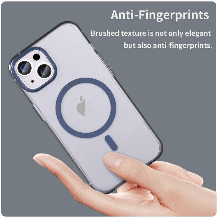 For iPhone 15 MagSafe Frosted Translucent TPU + PC Full Coverage Phone Case(Dark Blue) - iPhone 15 Cases by buy2fix | Online Shopping UK | buy2fix