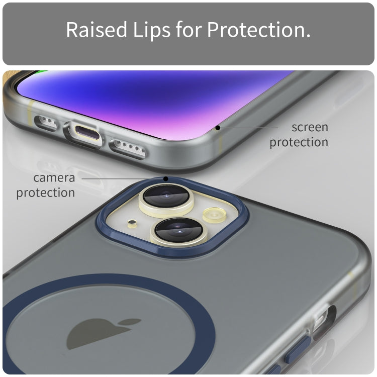 For iPhone 15 MagSafe Frosted Translucent TPU + PC Full Coverage Phone Case(Dark Blue) - iPhone 15 Cases by buy2fix | Online Shopping UK | buy2fix