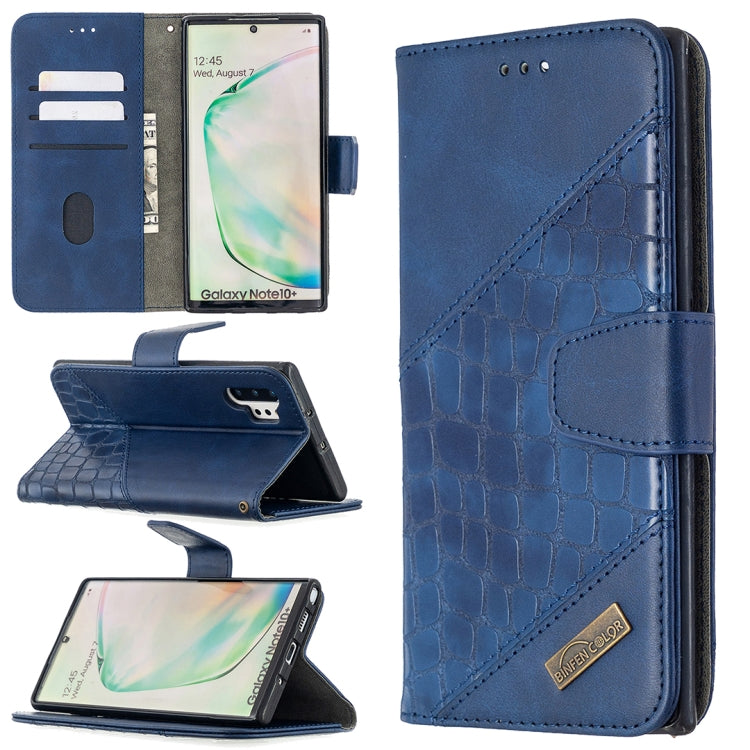 For Samsung Galaxy Note 10 Plus Matching Color Crocodile Texture Horizontal Flip PU Leather Case with Wallet & Holder & Card Slots(Blue) by buy2fix