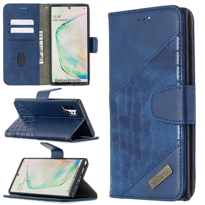For Samsung Galaxy Note 10 Plus Matching Color Crocodile Texture Horizontal Flip PU Leather Case with Wallet & Holder & Card Slots(Blue) by buy2fix