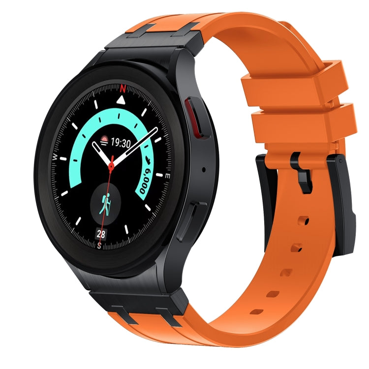 For Samsung Galaxy Watch 4 / 5 / 6 AP Series Liquid Silicone Watch Band(Black Orange) - Watch Bands by buy2fix | Online Shopping UK | buy2fix