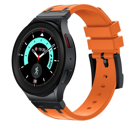 For Samsung Galaxy Watch 4 / 5 / 6 AP Series Liquid Silicone Watch Band(Black Orange) - Watch Bands by buy2fix | Online Shopping UK | buy2fix