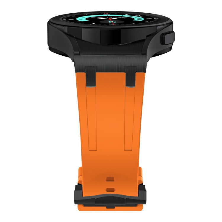 For Samsung Galaxy Watch 4 / 5 / 6 AP Series Liquid Silicone Watch Band(Black Orange) - Watch Bands by buy2fix | Online Shopping UK | buy2fix