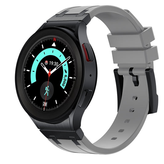 For Samsung Galaxy Watch 4 / 5 / 6 AP Series Liquid Silicone Watch Band(Black Grey) - Watch Bands by buy2fix | Online Shopping UK | buy2fix